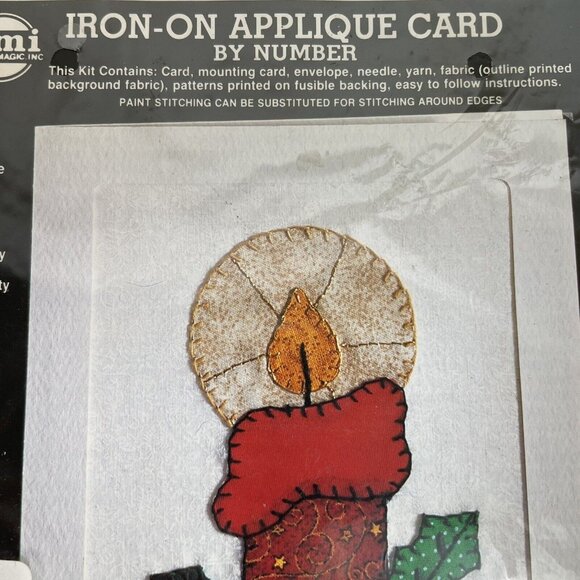 VTG NMI NEEDLEMAGIC Inc. Iron-On Appliqué Card By Numbers, Candle #1196, NIP - Picture 14 of 14